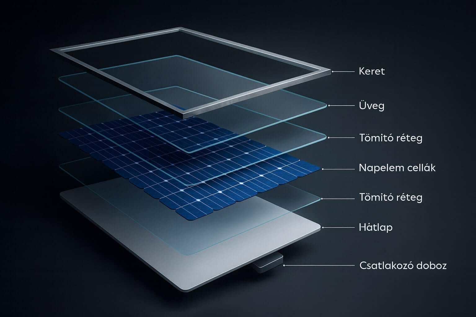 Napelem robbantott ábra Napelem robbantott ábra